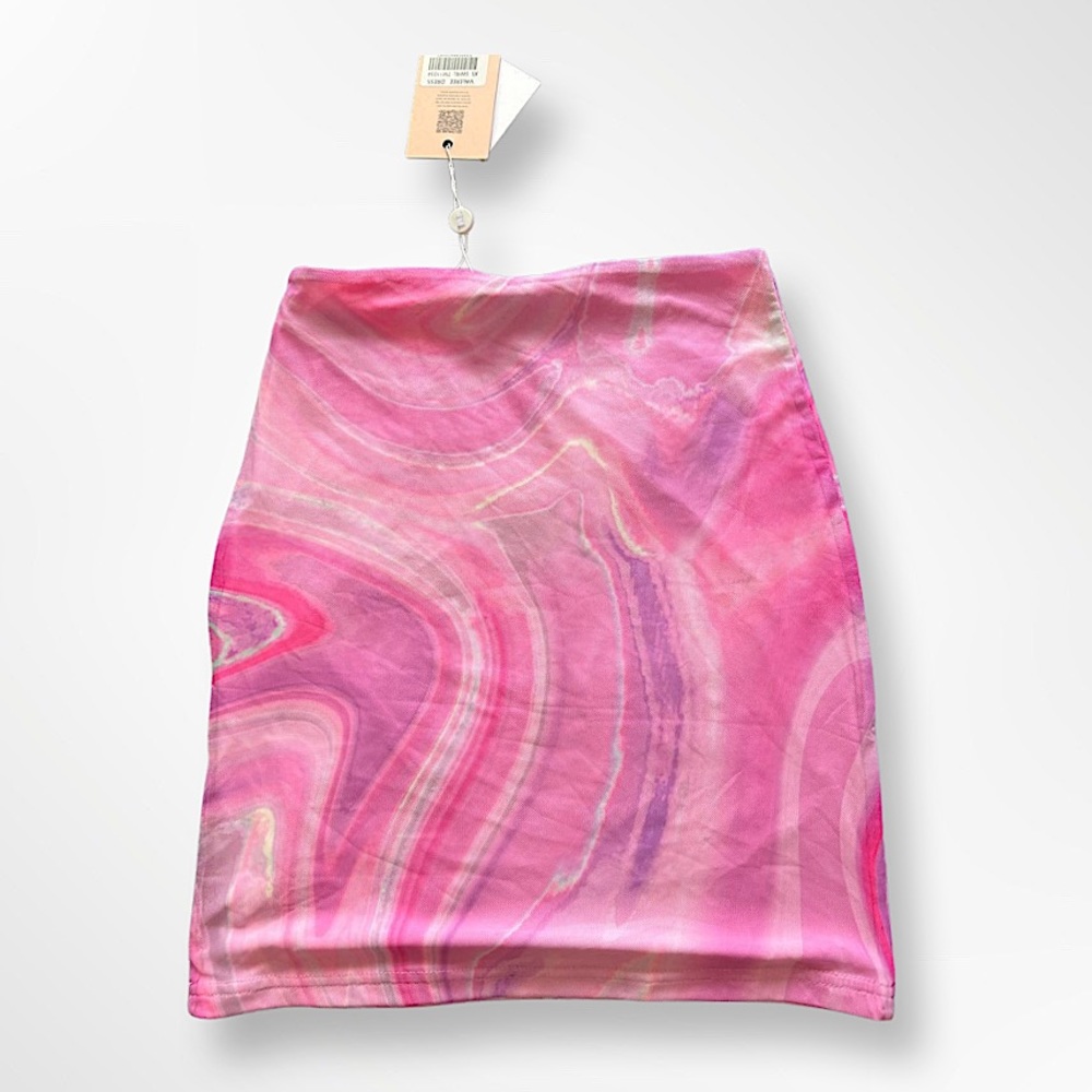 Barbie pink mesh marble mini skirt from Tiger Mist